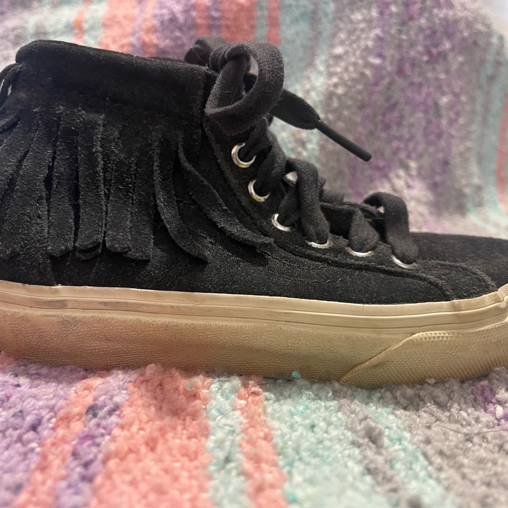Kids Vans Black Fringe Suede High-Top Sneakers